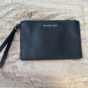 Michael Kors Black Leather Wristlet